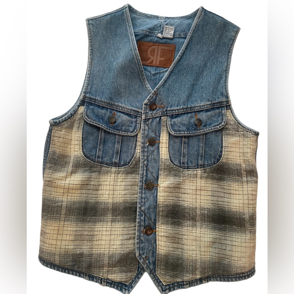 Rafaella Blue and Tan Denim Vest